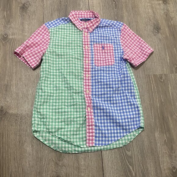 POLO RALPH LAUREN RL Boys Youth Kids Multi Colored Checked Shirt M 10/12 - Picture 1 of 4